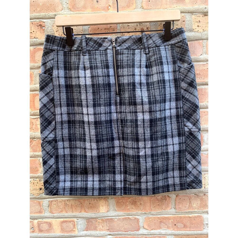 NWT Eddie Bauer Grey Plaid Wool Blend Mini Skirt Lined Womens Size 8 Academia - Picture 4 of 4